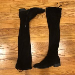 Flat faux suede over the knee boots